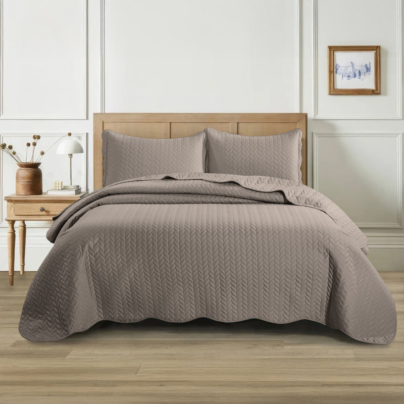 Ensemble de couvre-lit matelassé embossé - Couvre-lit en microfibre ultra doux avec taies décoratives, literie de style hôtel pour tous les lits