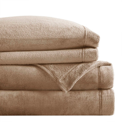 4 Piece Full Microfiber Plush Sheet Set