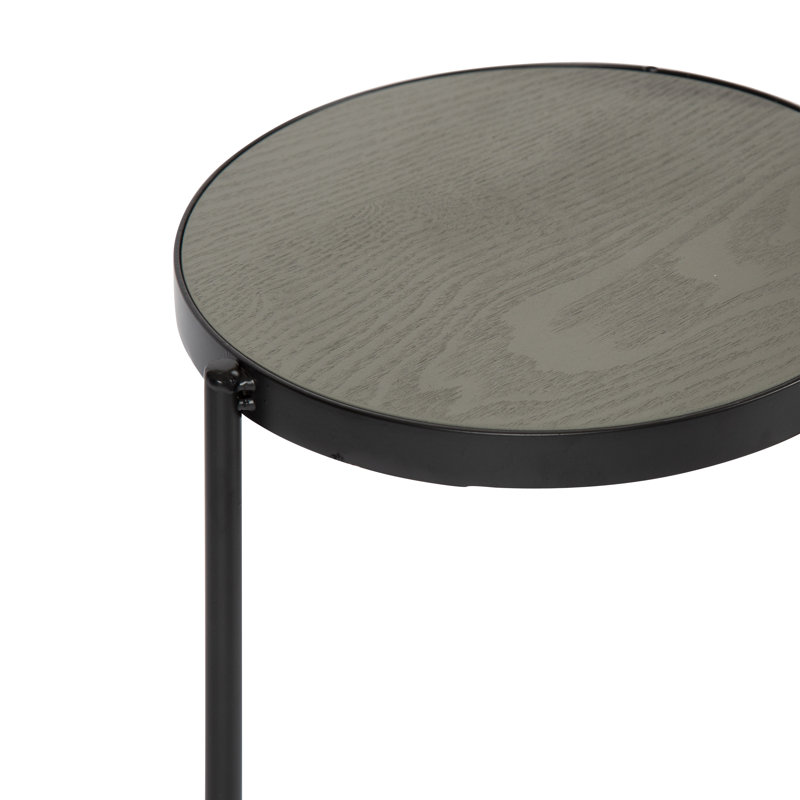 Support pour plante rond en bois massif Logan, Gris