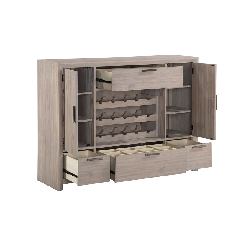 Solid Wood 60" Spirit Cabinet with Wine Rack