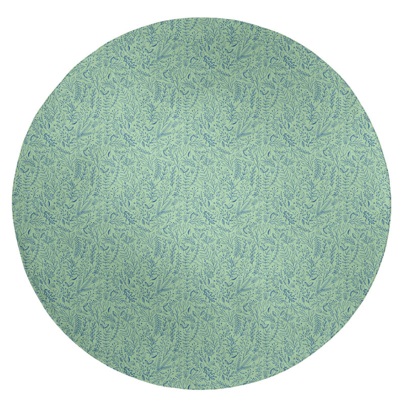 Tapis de zone vert floral ditsy, Rond 5 pi