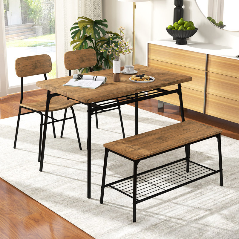 Ensemble de table de salle à manger pour 4 tables de salle à manger avec banc et 2 chaises