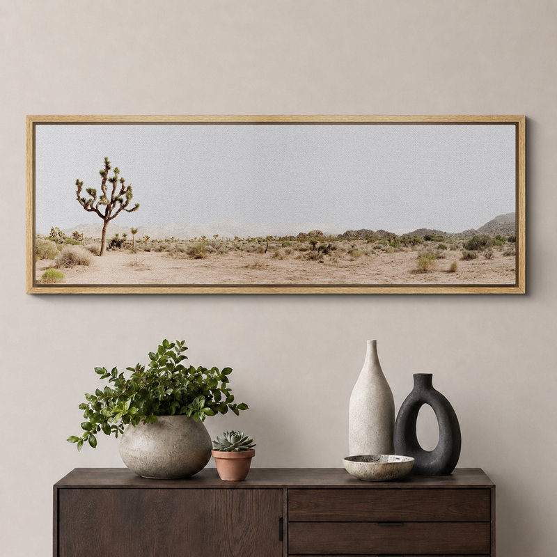 «Cactus Desert», Joshua Tree Retro, chambre à coucher, paysage, très grande impression sur toile encadrée, H 20 po x l 60 po