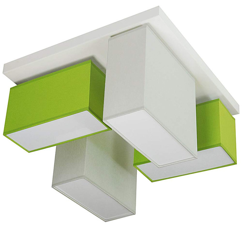 Eris Fabric Semi Flush Mount, Grey / Green