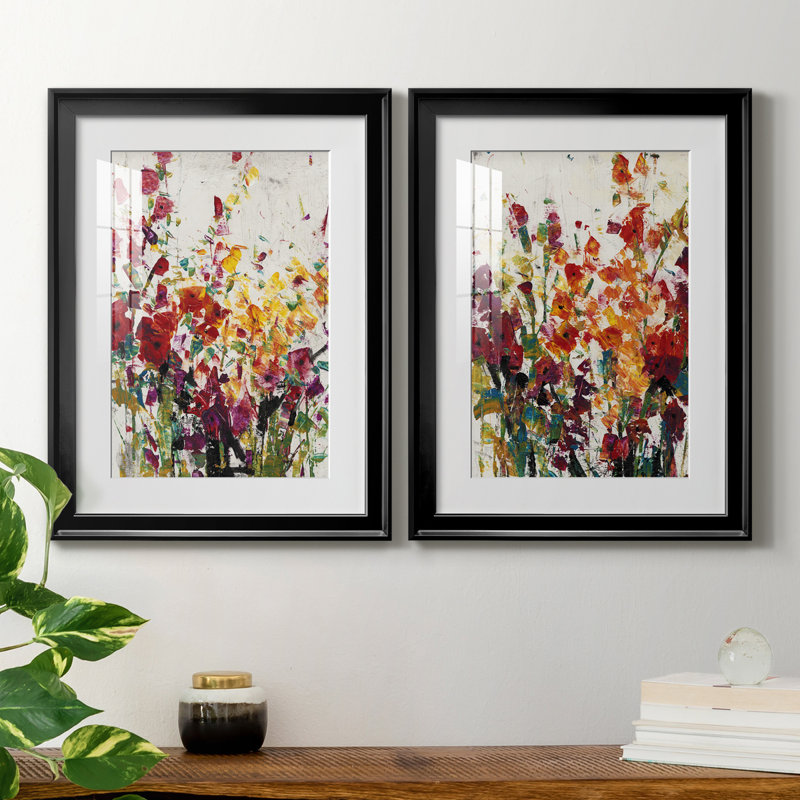 «Wildflowers Blooming I», reproduction encadrée de qualité supérieure - prête à être accrochée, Cadre noir