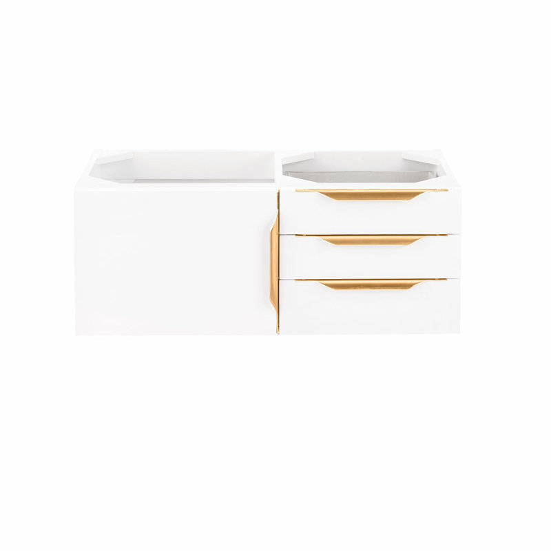 Mercer Island 36'' W Single Vanity, Glossy White, Glossy White, Radiant Gold