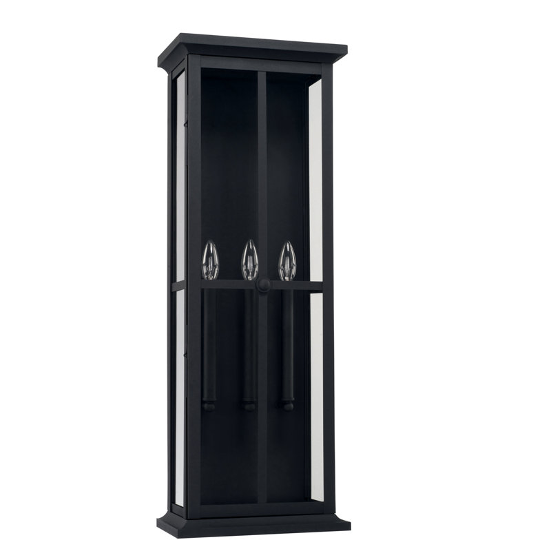 Lanterne murale d’extérieur 3 lumières Hemsworth, 32" H x 11,5" L x 7" P, Noir