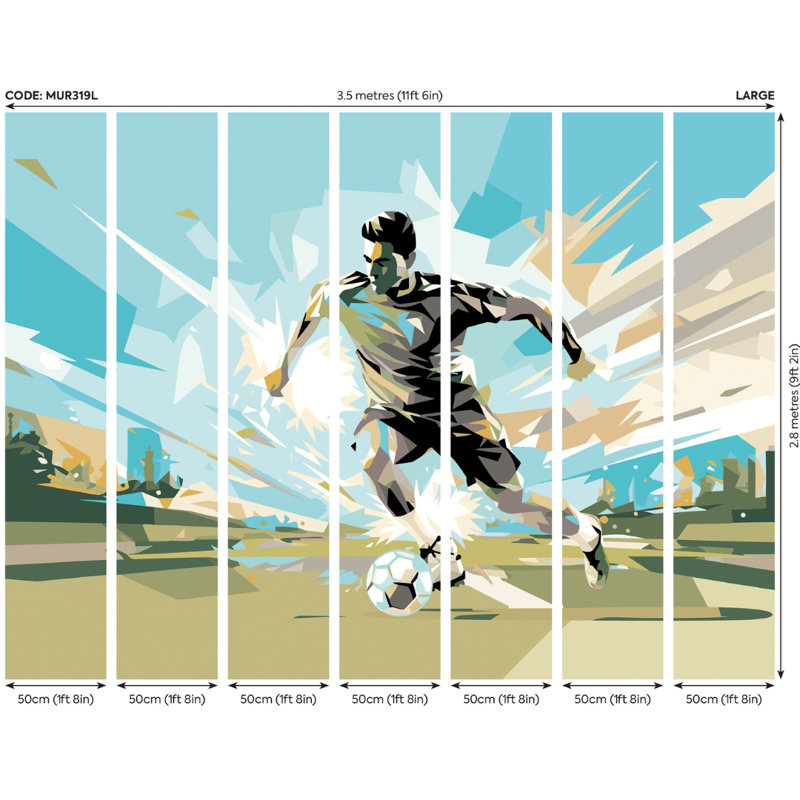 Poquott Matte Wall Mural, Blue, 280cm L x 350cm W