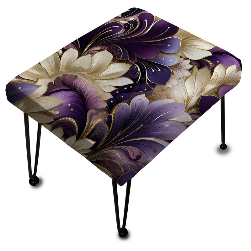 Motif damassé mauve et blanc art déco - Repose-pieds rectangulaire damassé