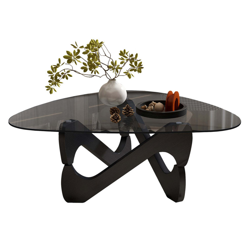 Table basse élégante en verre Mid-Century moderne, Noir