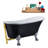 63" Streamline Clawfoot Soaking Acrylic Bathtub With Drain, Clawfeet, and Bamboo Tray-76674074-66367525