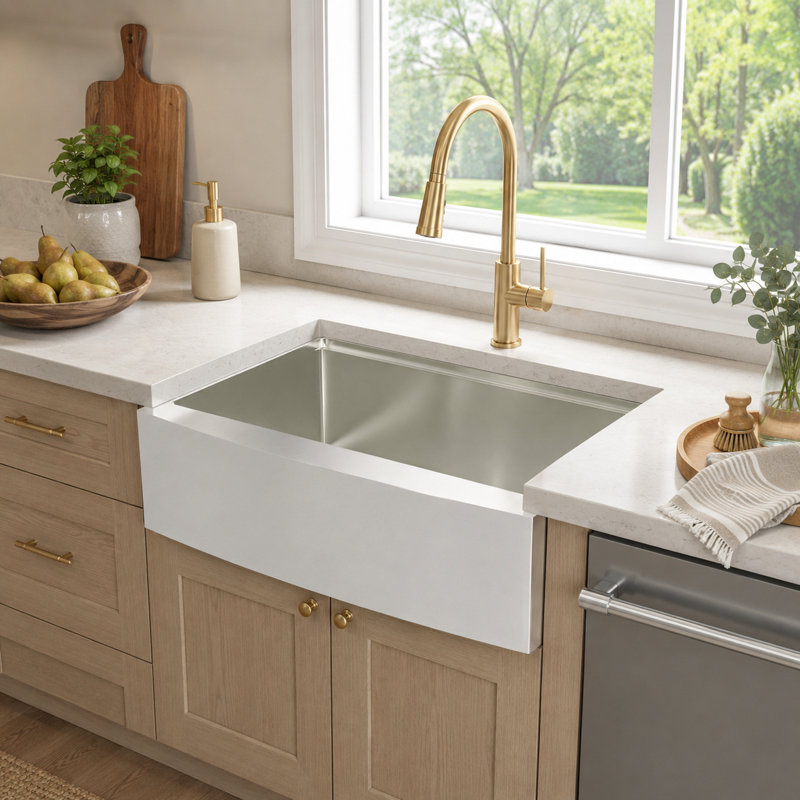 33''L x 22'' W Farmhouse Workstation Kitchen Sink, Stainless Steel Single Bowl Sink with Bottom Gird, Strainer, Roll-up Rack, Colander and Cutting Board