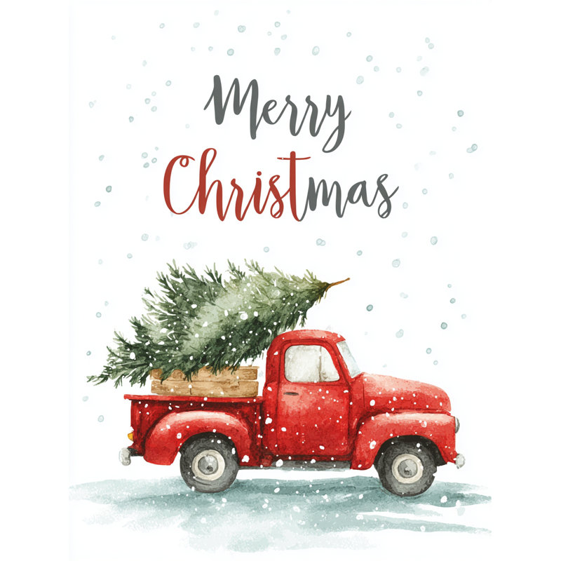 Art mural sur toile Merry Christmas Tree Hauler, H 16 po x l 12 po