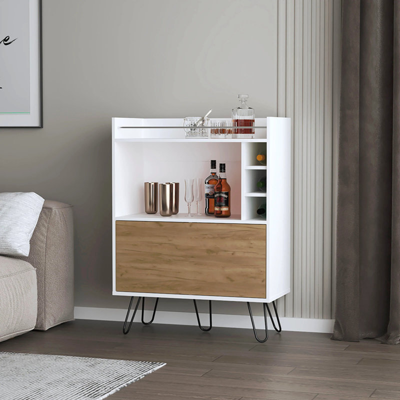 Bar à vin avec porte rabattable et rangement pour bouteilles de vin