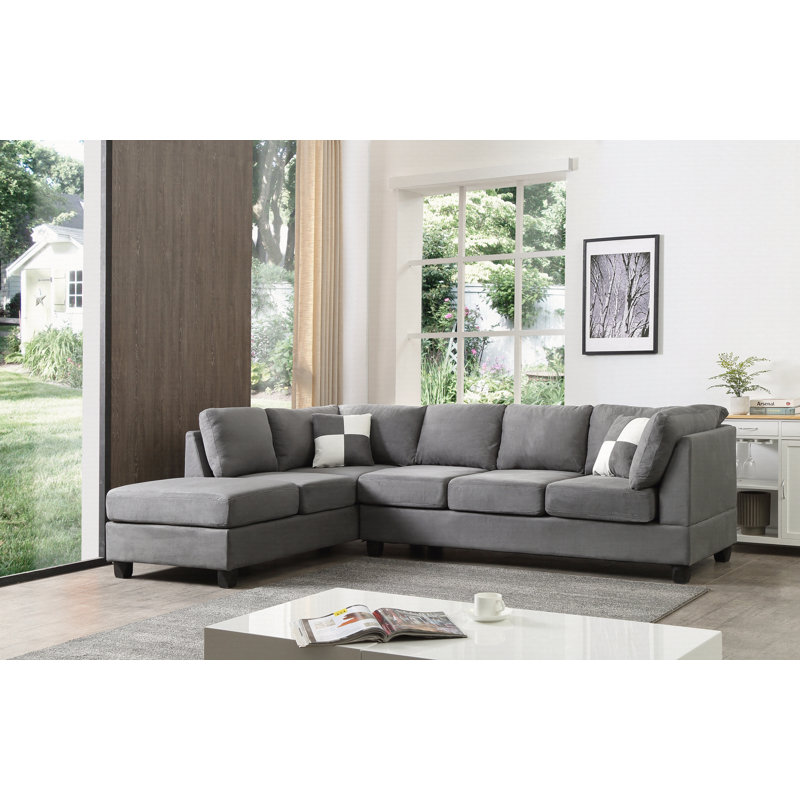 Canapé modulaire moderne avec méridienne, Gris