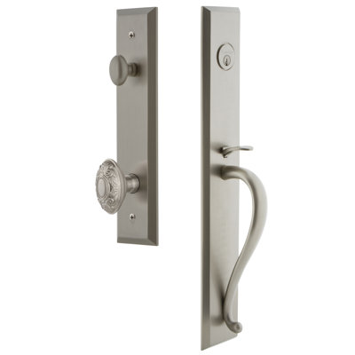 Fifth Avenue Handleset with Single Cylinder Deadbolt and Grande Door Knob and Rosette