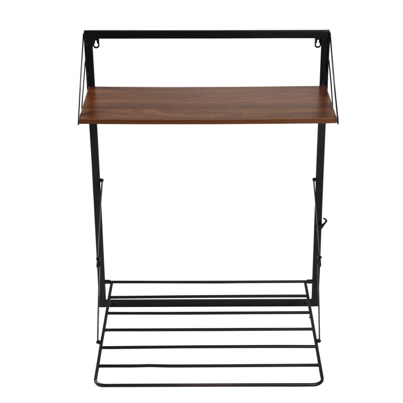 Steel Foldable Wall-Mounted Drying Rack, Black/Dark Brown