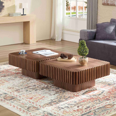 Ensemble de 2 pièces de table basse carrée 31,5 pouces Handcraft