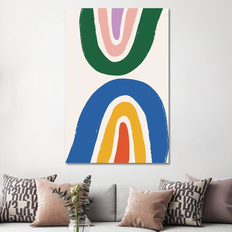 Double arc-en-ciel-impression d’art, Pas de tapis, H 60 po x l 40po x P 1,5 po, Toile tendue