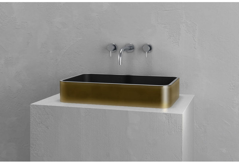 Vast Studio Rectangular Countertop Bathroom Sink, Brass/Black
