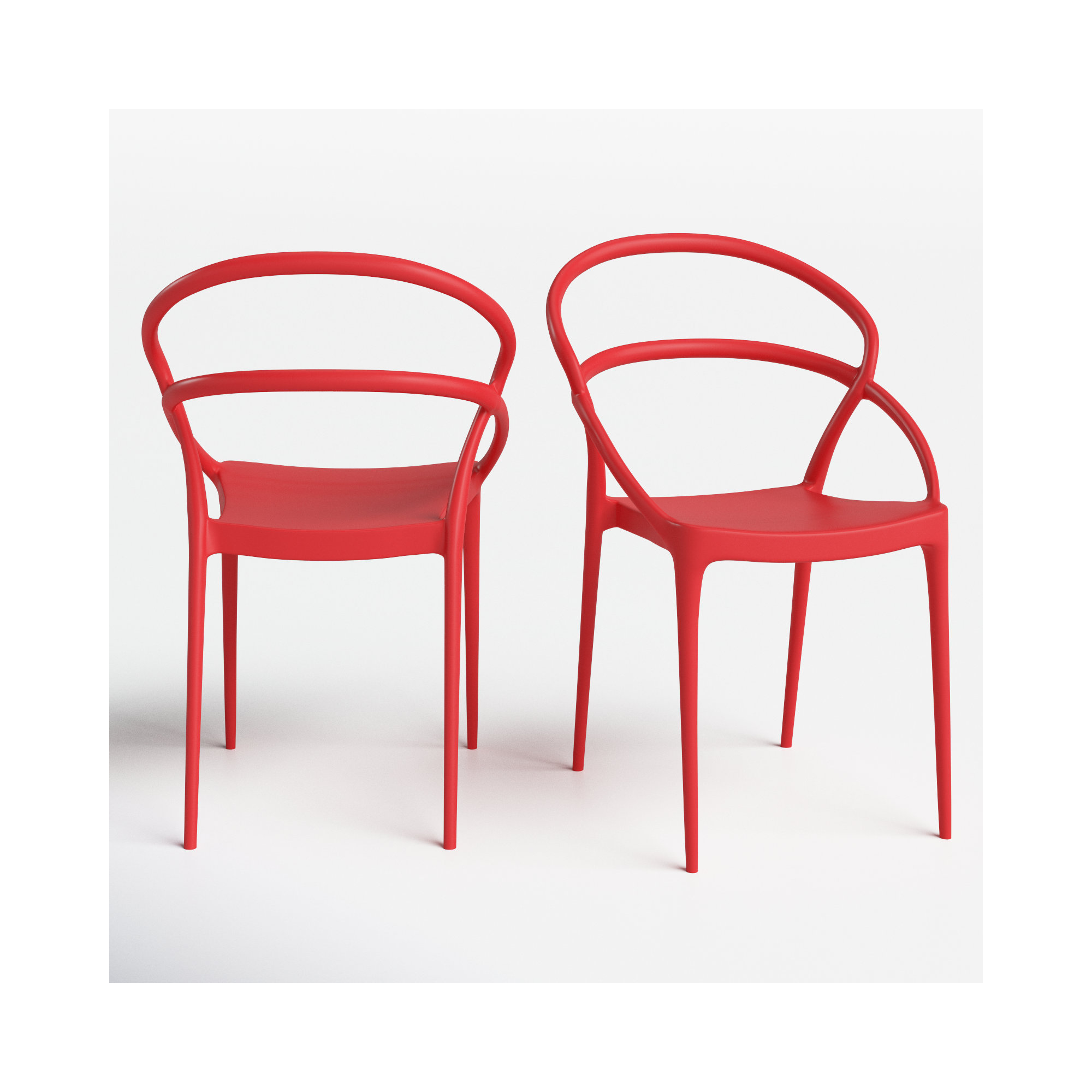 Grover Stacking Patio Dining Armchair, Red