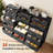 Dresser TV Stand with 14 Fabric Drawers, Metal Frame & Wood Top for Living Room, Bedroom Storage Organizer-1480405536