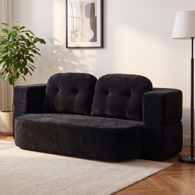 Boneless 78.7" Convertible Folding Sofa Bed Full Size, Comfy Boneless Loveseat Fold Out Couch With Pillows & Armrest