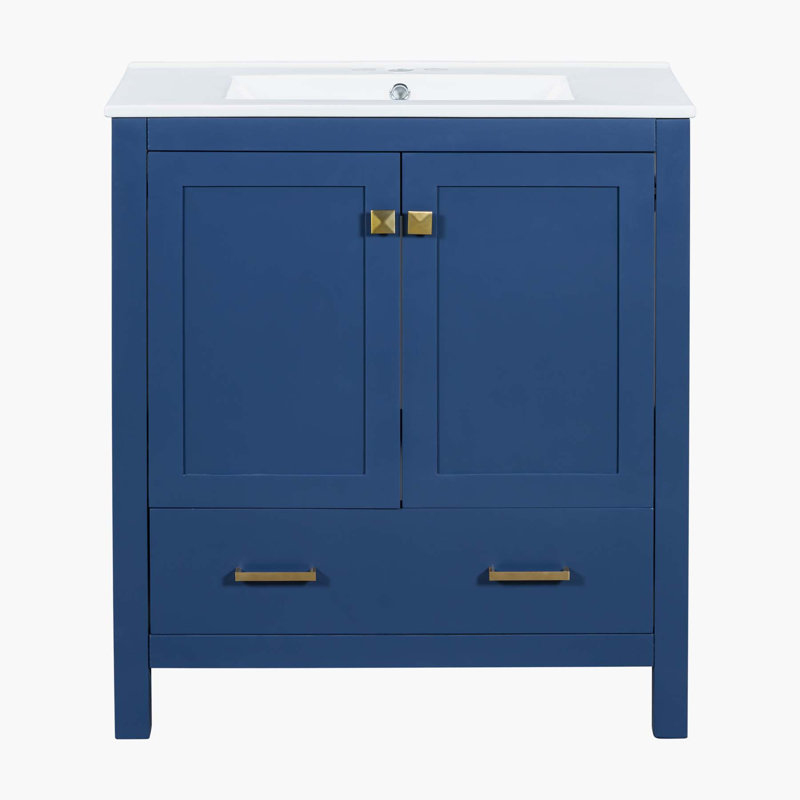 [Cabinet seulement] Meuble-lavabo vert de 36 po (lavabo non inclus), Bleu