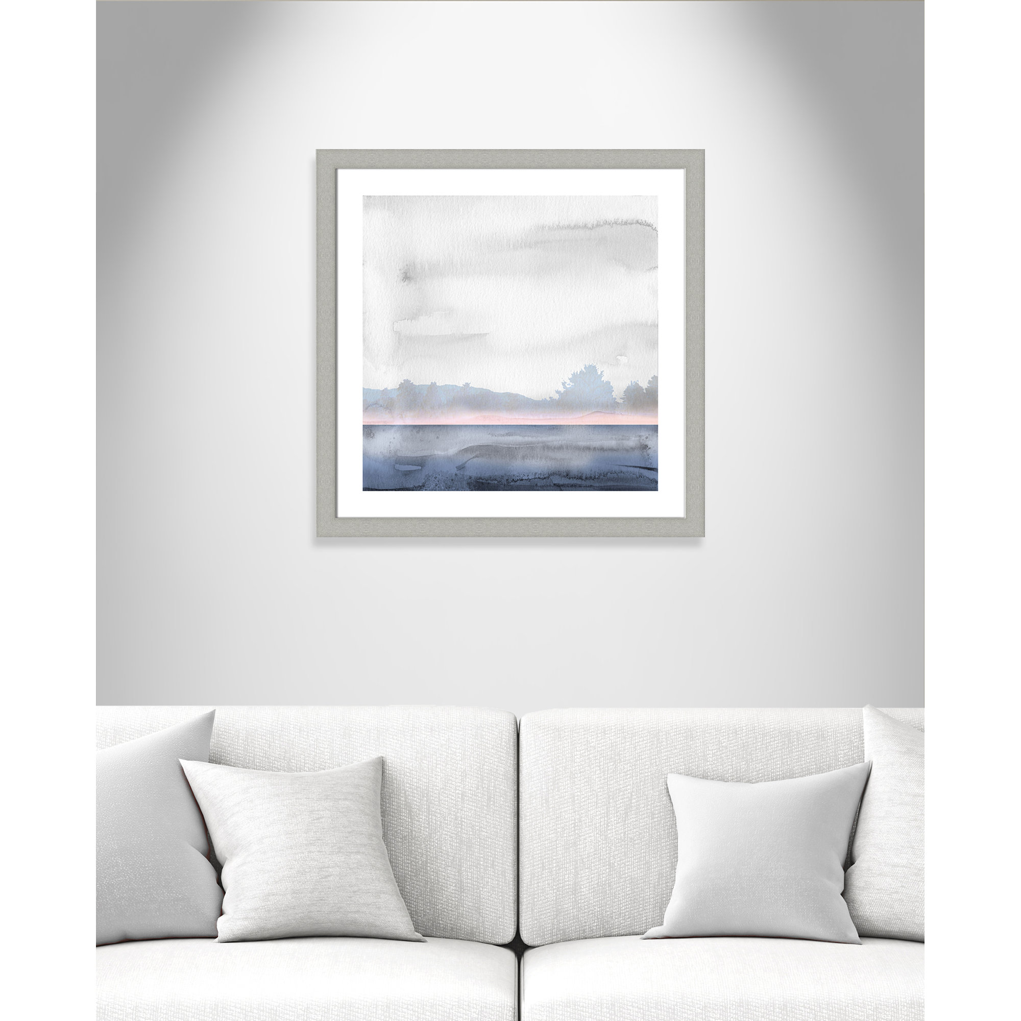 Rose Shores II - Painting, 29" H x 29" W x 1.25" D, Silver Framed