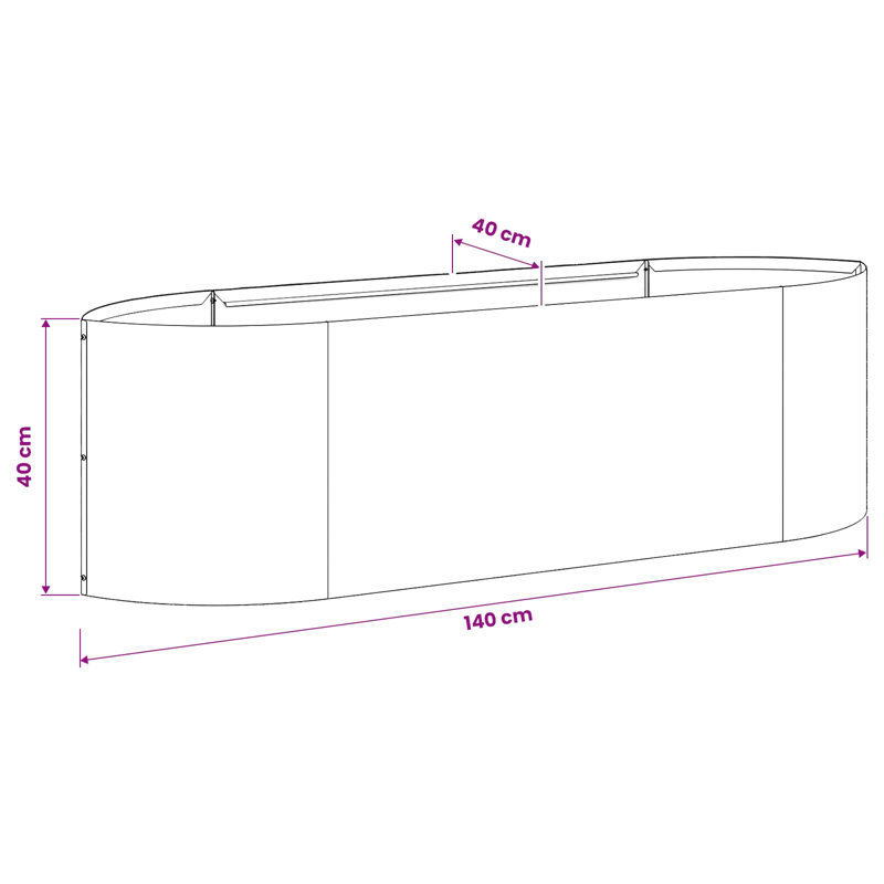 Steel Outdoor Raised Garden Bed, 40cm H x 140cm W x 40cm D, Black