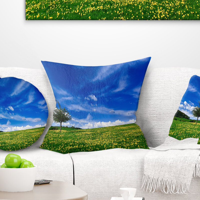 Coussin Schafer Landscape Spring Fields, 16 po x 1 po, Coussin décoratif