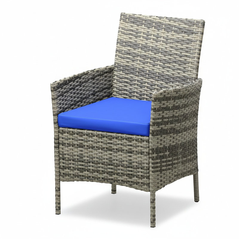 Ensemble de mobilier d'extérieur 3 pièces avec coussins et table en verre trempé