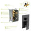 Douche de plafond de 12 pouces de style noir mat - bec de baignoire en cascade, pomme de douche carrée, douche à main, valve, installation simple et nettoyage facile
