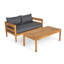 Ensemble de causeuse et de table basse d'extérieur en acacia Avery avec coussins hydrofuges-1604774429-1604774430