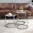 Nesting Table Set, Clear Glass, Taupe, Grey Washed & Chrome Finish