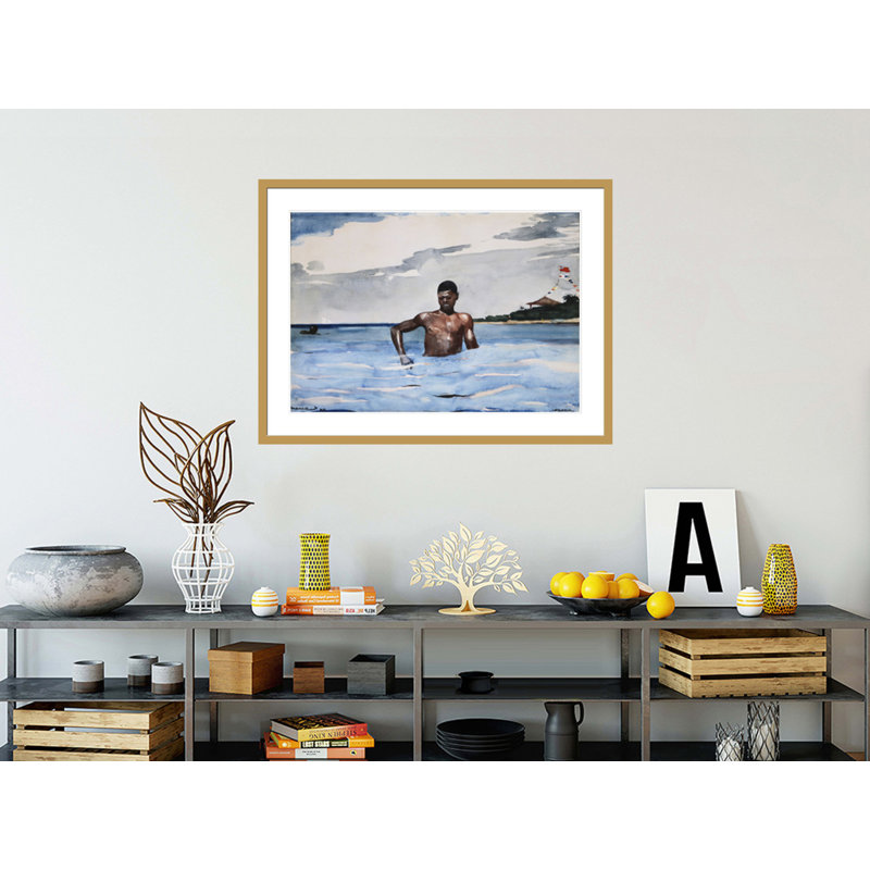«The Bather» par Winslow Homer, impression giclée sur cadre, H 31,03 po x l 41,5 po
