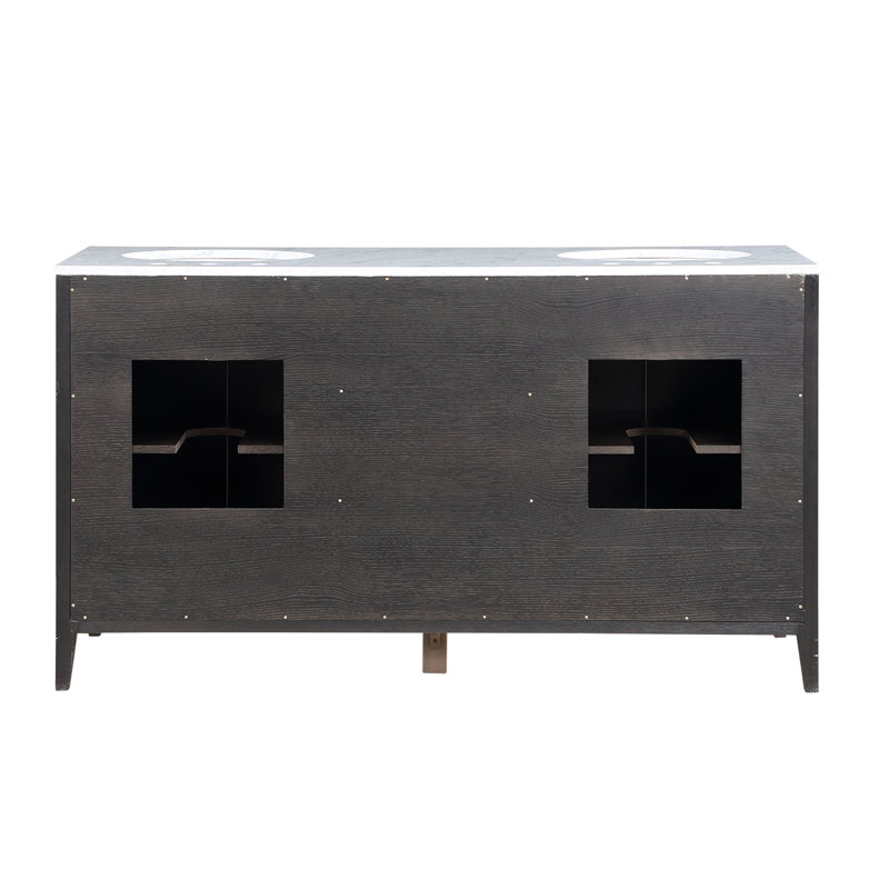 60" Undermount Double Bathroom Vanity Set, Wire Brushed Dark Oak, 72"