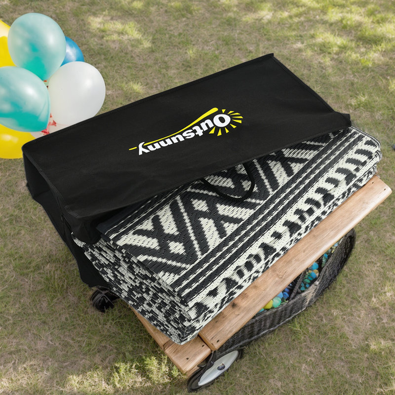 Reversible Waterproof Outdoor Rug - Portable RV Camping Mat With Carry Bag