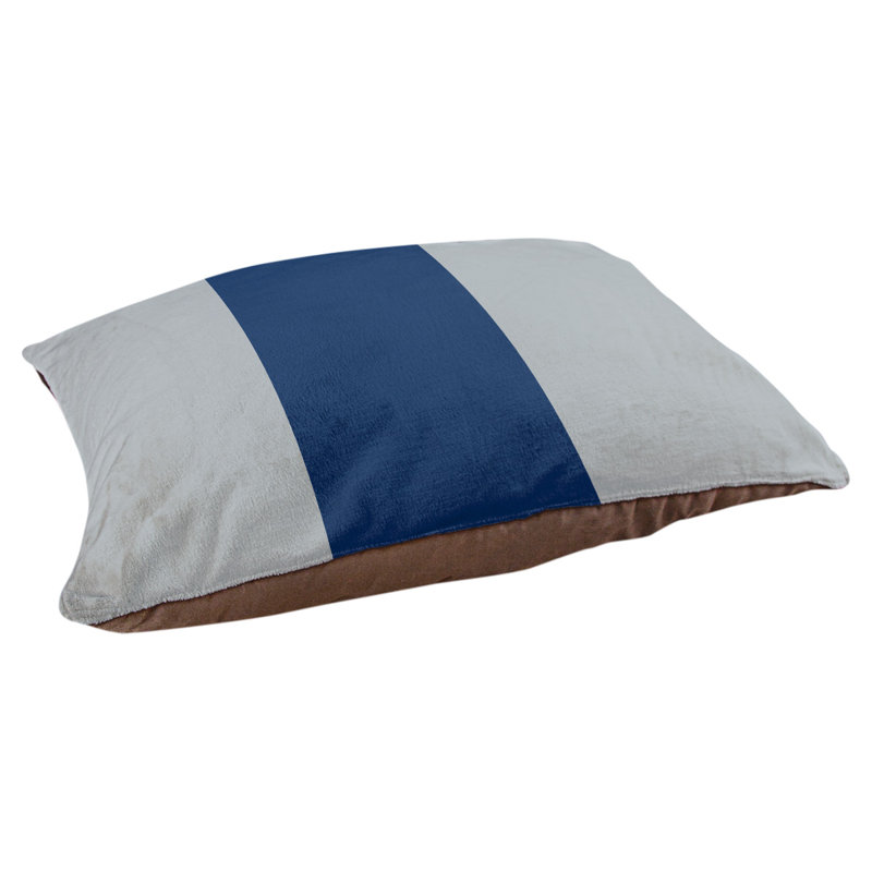 Coussin rectangulaire designer Kansas City, Grand (L 40 po x l 50 po), Argent mat / bleu