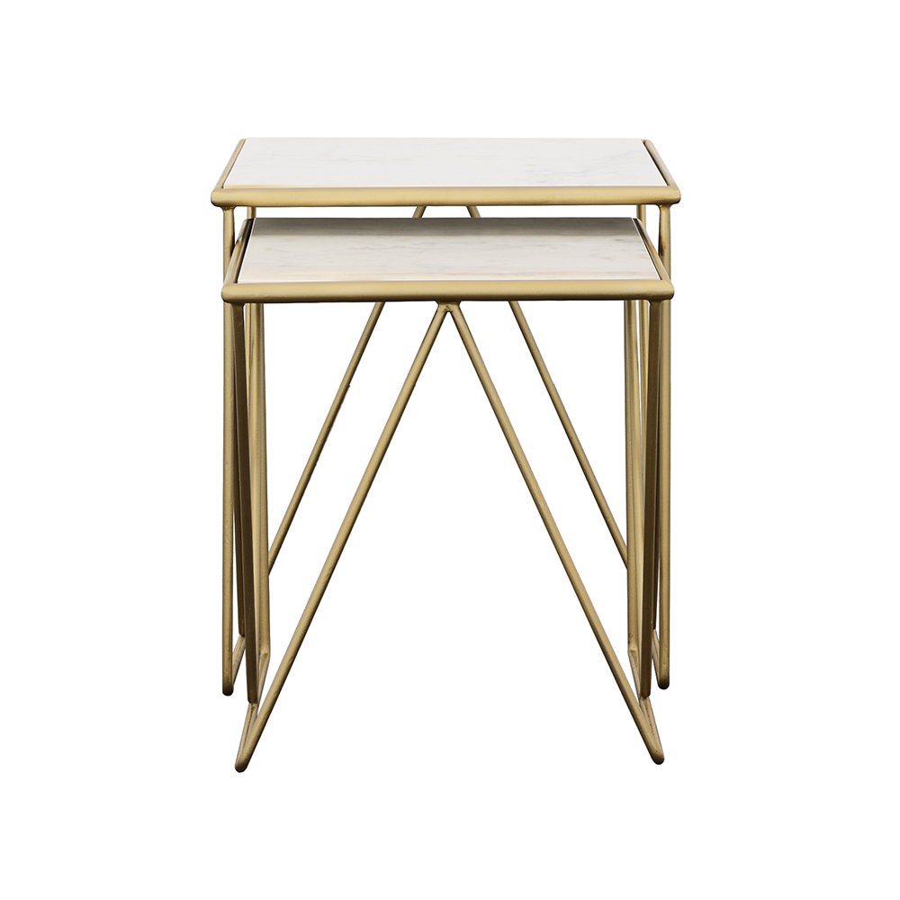 Tioga 2-Piece Marble Top Nesting Table Set