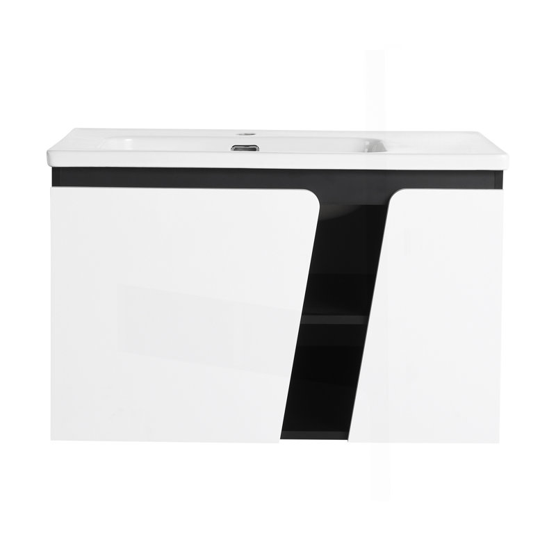 Meuble-lavabo mural flottant 32 po avec lavabo simple et porte d'armoire à fermeture en douceur 32 po, 32"