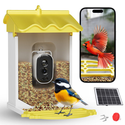 Smart Bird Feeder with 4k Camera & AI Recognition - Solar Powered, 2l Capacity, Night Vision, App Alerts, Auto Capture Photos/Videos for Bird Watching, Squirrel Deterrent