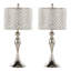 Lampe de table en métal, 12 po x 12 po x 27,25 po, cristal, ensemble de 2, argent, accents de cristal, interrupteur à 3 voies