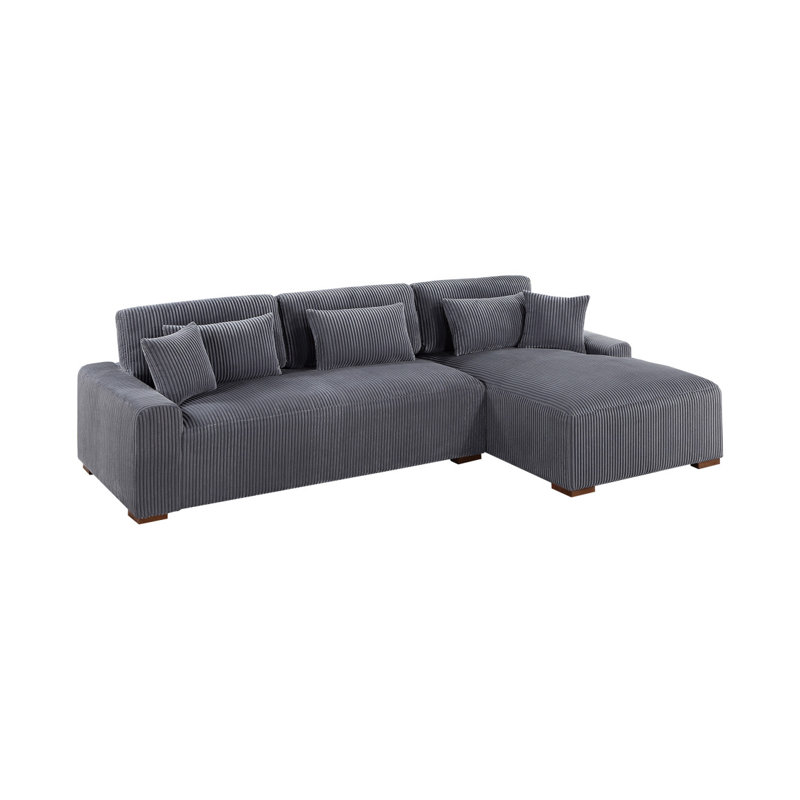 Canapé modulaire moderne en tissu de velours côtelé LAF, Gris foncé