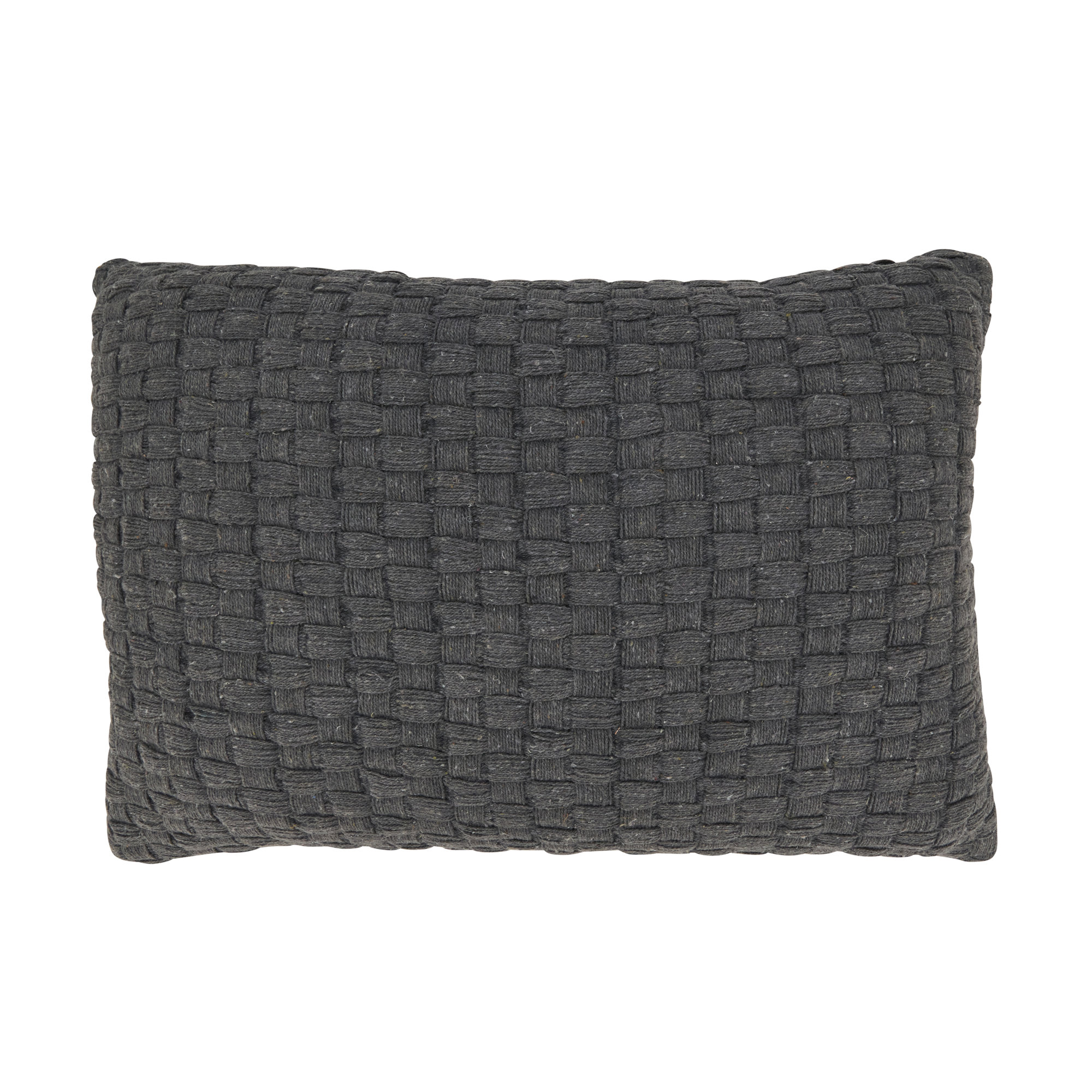 Textured Waffle Weave Pillow, Duck Down, Gray