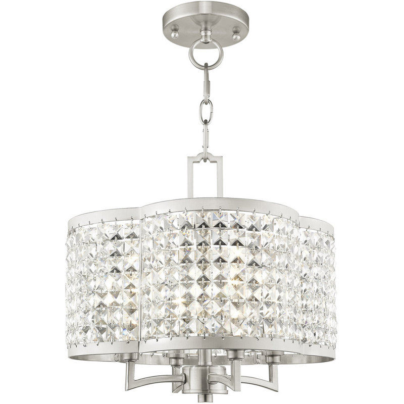 Lustre géométrique en cristal à 4 lumières DEL