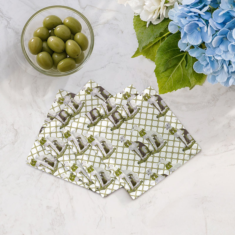 Regal Grey Hound Cotton Sateen Cocktail Napkins, Gold