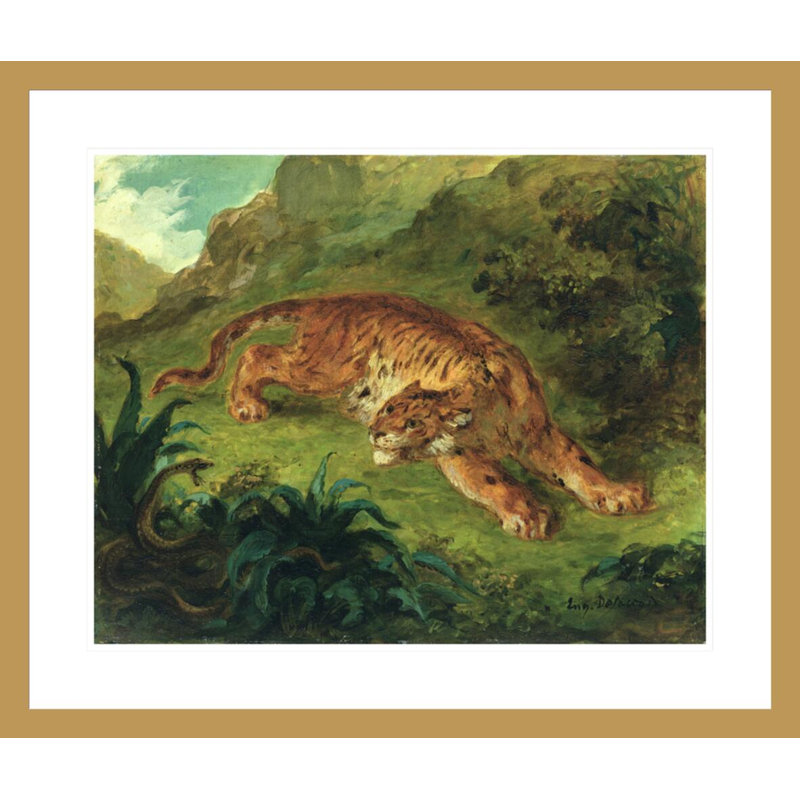 «Tiger and Snake» par Eugène Delacroix, impression giclée sur cadre, H 23,5 po x l 27,76 po