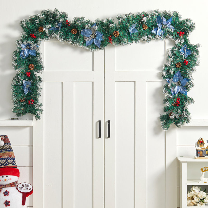 270cm Lighted Faux Garland with Lights, Green/White