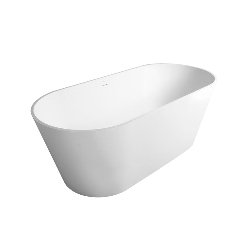 65 Inch Solid Surface Freestanding Bathtub With Contemporary Design, Matte Finish For Medium - Sized Family Bathrooms Oval Bathtub, Modern Style, Small To Bathroom Spaces